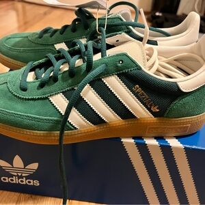 Adidas Handball Spezial Men's Forest Green and White Sneakers